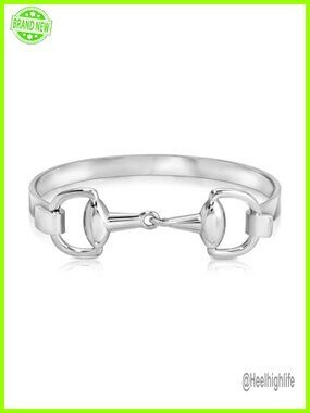 Horsebit Bangle White Gold Plated Stainless Steel Equestrian Jewelry